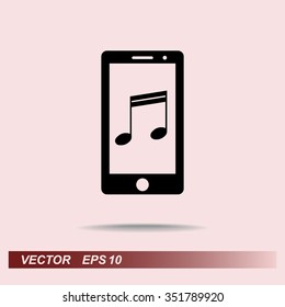 Mobile phone with note sign icon, vector illustration. Flat design style