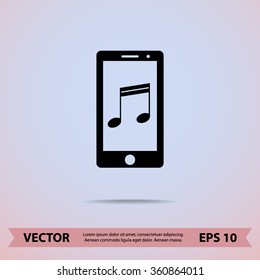 Mobile phone with note sign icon, vector illustration. Flat design style