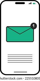 mobile phone notification on transparent background