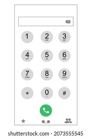 Mobile Phone Numbers Panel, Cell Phones Digital Dialing Communication Screen. Smartphone Dial Keypad Design. Vector Flat Illustration
