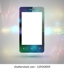 Mobile phone on abstract background