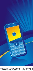 Mobile phone  on a dark blue background