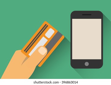 mobile phone on a green background