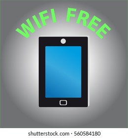 Mobile phone on grey background. Vector illustration.
