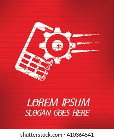 mobile phone on red background,poster grunge design