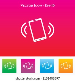 Mobile Phone on Vibration Mode Icon in Colored Square box. eps-10