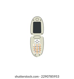 Mobile phone on white background. Communication device. Vector illustration.