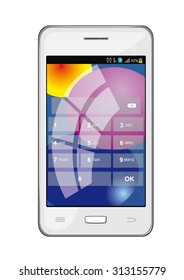 Mobile phone on a white background, vector illustration