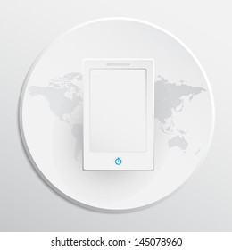 Mobile phone on world map icon