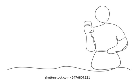 Teléfono móvil Dibujo de una línea sobre fondo blanco