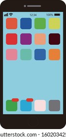 
Mobile phone with mobile operating system and color black,smartphone icon