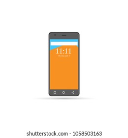 mobile phone orange screen technology vector.