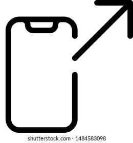 Mobile phone outgoing call notification with arrow sign