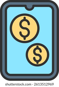 Mobile Phone Outline Filled Style Icon