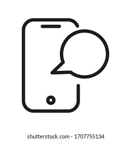 Mobile Phone Outline Icon Smartphone Symbol Vector for Web, App, UI 