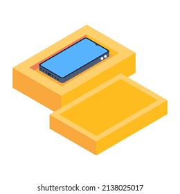 Empaquetado de teléfonos móviles en un diseño de iconos isométricos 

