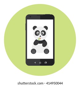 Mobile Phone With Panda On The Screen
