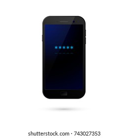 Mobile phone password field. concept of smartphone security, personal access, login, protection technology, user authorization. vector illustration