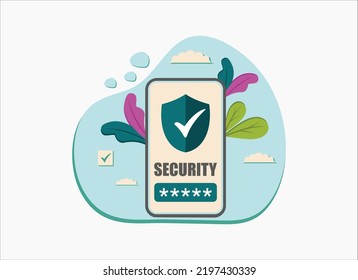 mobile phone password notification of a vector, phone security, cellphone, access, user authentication, login, password protection technology