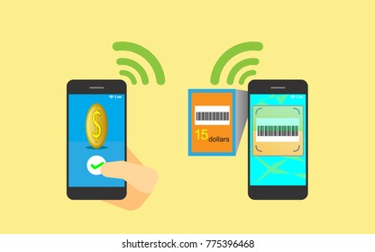 Mobile phone payment, convenient and fast, vector illustration