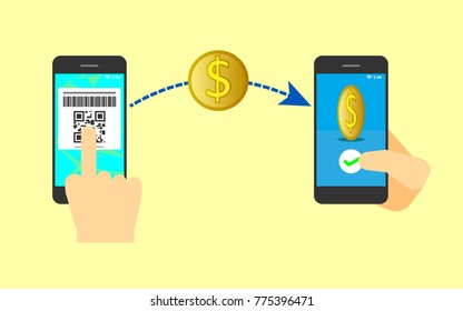 Mobile phone payment, convenient and fast, vector illustration