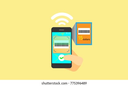 Mobile phone payment, convenient and fast, vector illustration