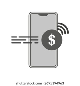 Bezahlung per Handy. Schnelles Transaktionssymbol Digitaler Geldtransfer. Vektorfinanzierungs-Lösung EPS 10.