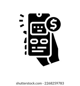 mobile phone payment glyph icon vector. mobile phone payment sign. isolated symbol illustration