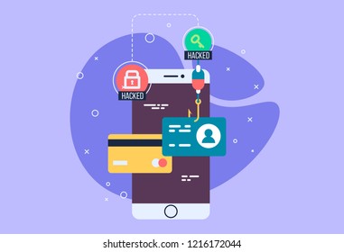 Mobile phone payment icon in flat style. The internet store, online shop, web buying and paying. Smartphone currency Design elements.