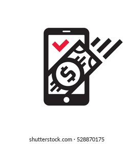 Mobile Phone Payment Icon In Flat Style. Digital Money Dollar - Vector Logo Template Illustration. Smartphone Currency - Creative Sign. Design Element.
