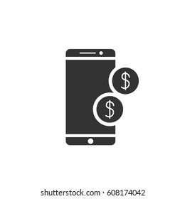 Mobile phone payment icon in flat style. Digital money dollar - vector logo template illustration. Smartphone currency - creative sign. Design element.