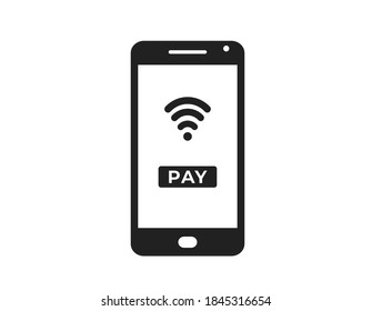 mobile phone payment icon. paypass and mobile wireless connection symbol. isolated vector image