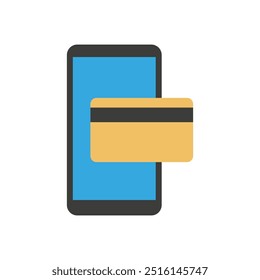 mobile phone payment technology, financial concept, credit card and mobile in flat design isolated on white background