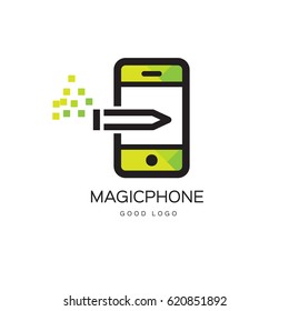 Mobile Phone Pen Note Logo Design Template