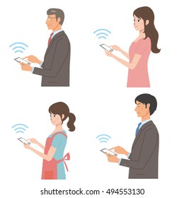 Mobile phone people illustrations