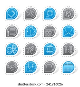 Mobile phone performance, internet and office icons - vector Icon Set