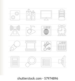 Mobile phone  performance, internet and office icons - vector icon set