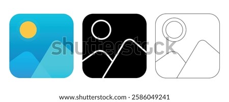 mobile phone photo gallary app logo outline silhouette vector design illustration