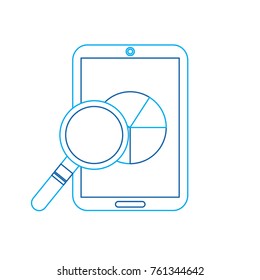 mobile phone and pie chart statistics magnifier digital