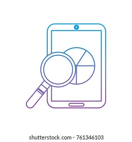 mobile phone and pie chart statistics magnifier digital