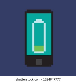 Mobile phone pixel art. Vector picture.