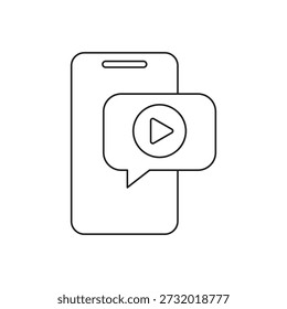 Mobile phone with play button bubble icon