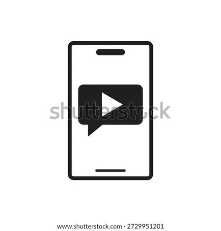 Mobile phone with play button glyph icon design
