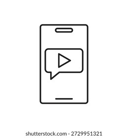 Mobiltelefon mit Play-Taste auf Bildschirmkontur