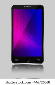 Mobile phone with polygonal mosaic background illustration