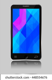 Mobile phone with polygonal mosaic background illustration