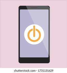 Mobile Phone with power button on Screen [Flat Vector Icon]
