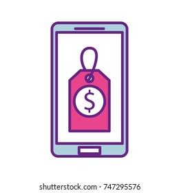 mobile phone price tag dollar symbol of money label retail discount offer