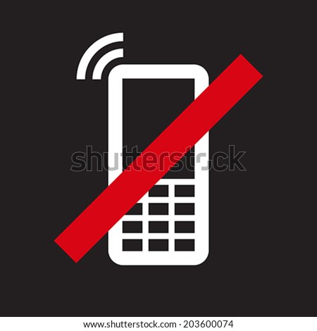 Mobile Phone prohibited. No cell phone sign on black background