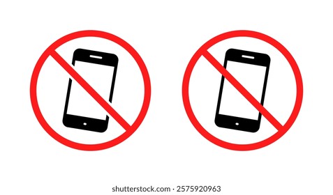 Mobile phone prohibition area icon in generic design. No smartphone zone sign symbol